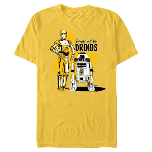 Star Wars C-3PO & R2-D2 Droids Will Be Droids - Short Sleeve Blended T-Shirt for Adults - Customized-Yellow