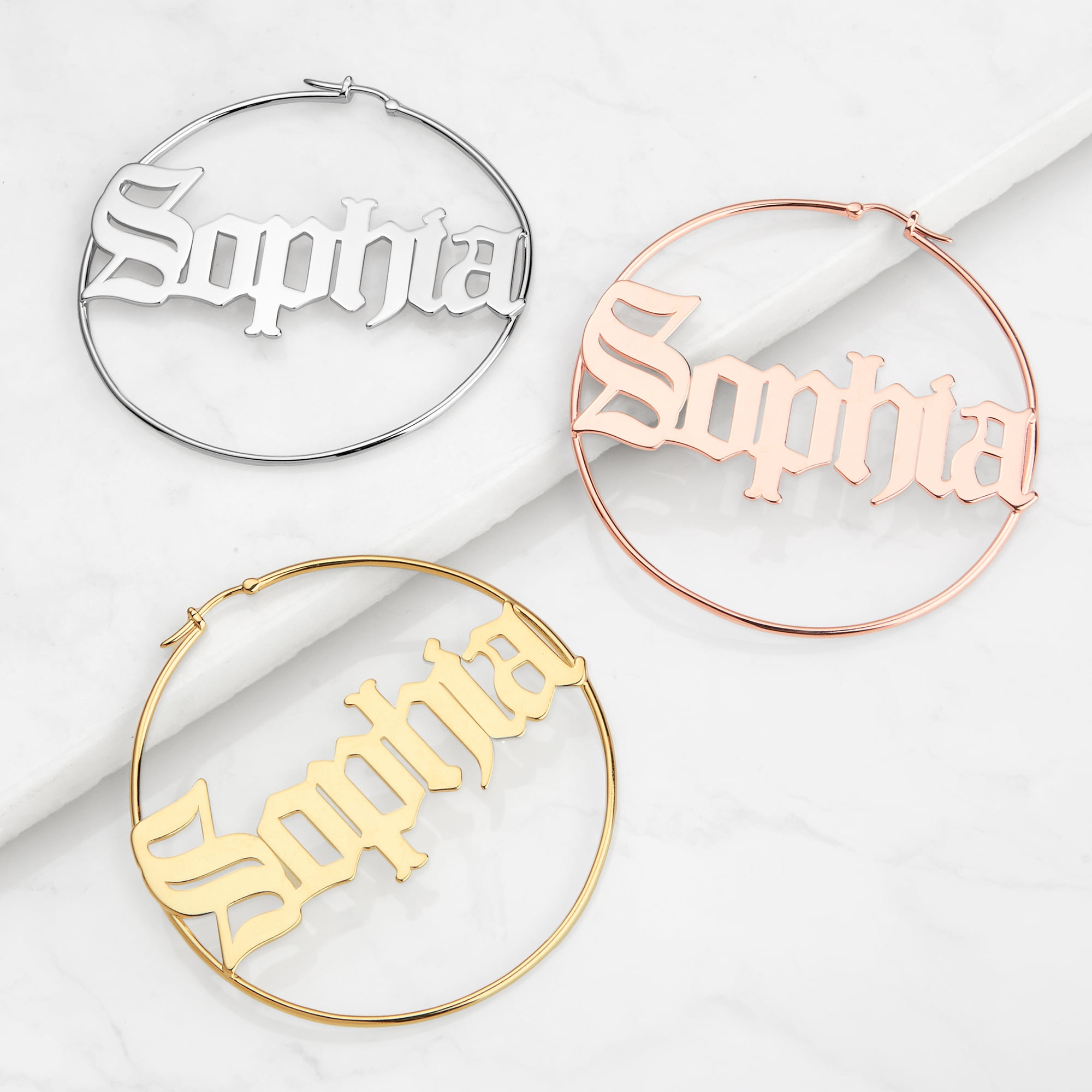Personalized Planet Women's Old English Name Hoop - Oversized