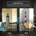 thumbnail image 2 of Oriental Furniture 6 ft. Tall Lighthouses Canvas Room Divider - 3 Panel, 2 of 5