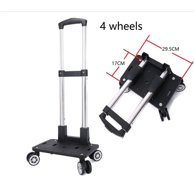 Portable 4/5 Wheel Trolley Rack Aluminum Alloy Foldable Pullling Rod Carrier for Student Backpack Pet Bag Load Bearing 15kg ShopWise Round