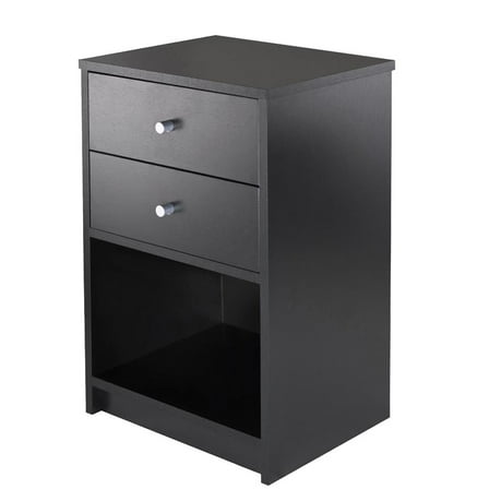 Sptwo Black 2 Drawers End Table Bedside Nightstand Bedroom Storage Cabinet Night Stand