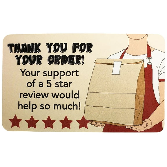 Thank You For Your Order - Five Star Review Labels | 1.5" x 2.5" Inch | 100 Pack
