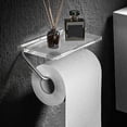 thumbnail image 4 of Estante para Papel Higiénico Montado en Pared | Aluminio Aeroespacial y Acrílico Transparente | Instalación Adhesiva Sin Taladro | Soporte Impermeable Multifuncional para Baño | Oro/Plata | 17x10x8cm, 4 of 6