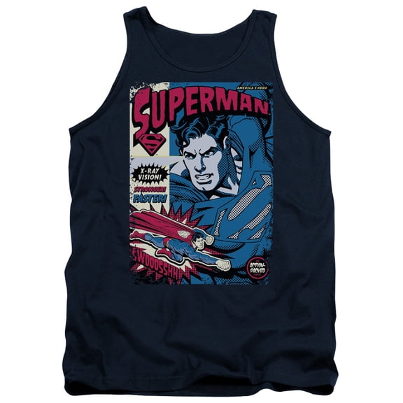 Superman Action Packed Adult Tank Top Navy
