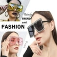 thumbnail image 3 of FEISEDY Oversized Sparkling Crystal Sunglasses Disco Diamond Flat Top Fashion Square Large Shades B2782, 3 of 14