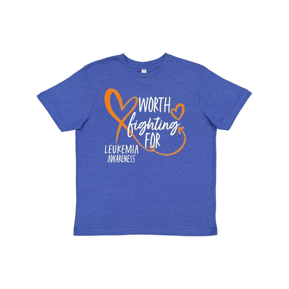 Inktastic Worth Fighting for Leukemia Awareness Orange Heart Youth T-Shirt