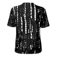 thumbnail image 6 of Ink Wash Floral Henley Blouse for Women - Short Sleeve V-Neck Button Down Tunic, Loose Fit Boho Casual Summer Top Black XXL, 6 of 9
