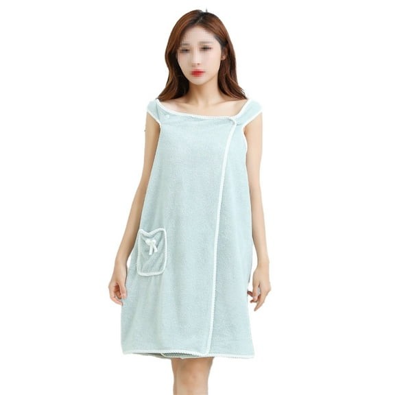 Off Shoulder Wearable Bath Towel Wrap Women Water Absorbent Beach Spa Gym Bathrobes Slip Dress