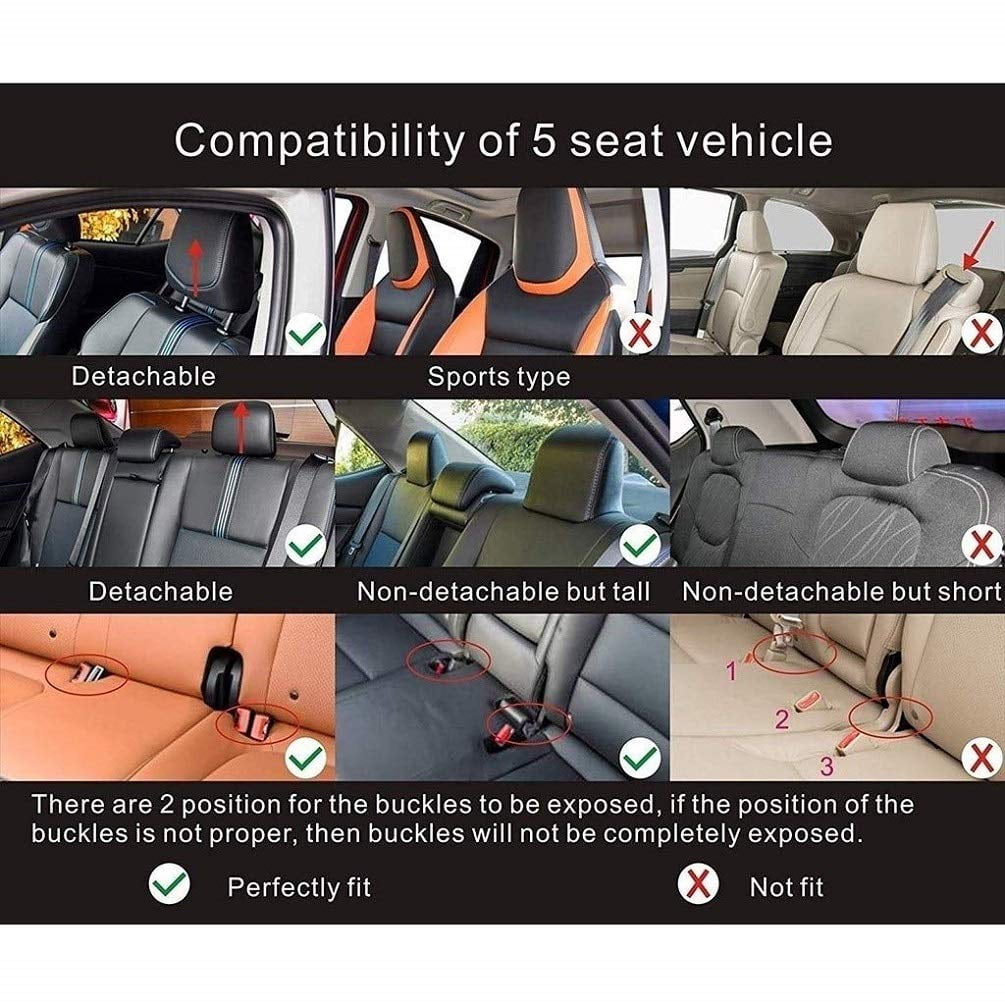 2 Pack Universal Fit Waterproof Faux Leather Car Seat Covers Set, Premium Protector for SUV and Truck in Black-Grey