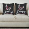 thumbnail image 3 of Set of 2 Decorative Throw Pillow Covers 18x18in - Black Background with Stylized Bird Illustration & ' Yaddurians ' Cursive Design, 3 of 8