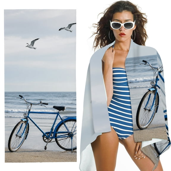 RKSupls Quick Dry Sand-Free Large Pool Beach Towel for Travel Camping
- Bicycle Beach Seagull Ocean Print, Suitable for Bathroom, beach, Soft Super Absorbent- 30x60 in