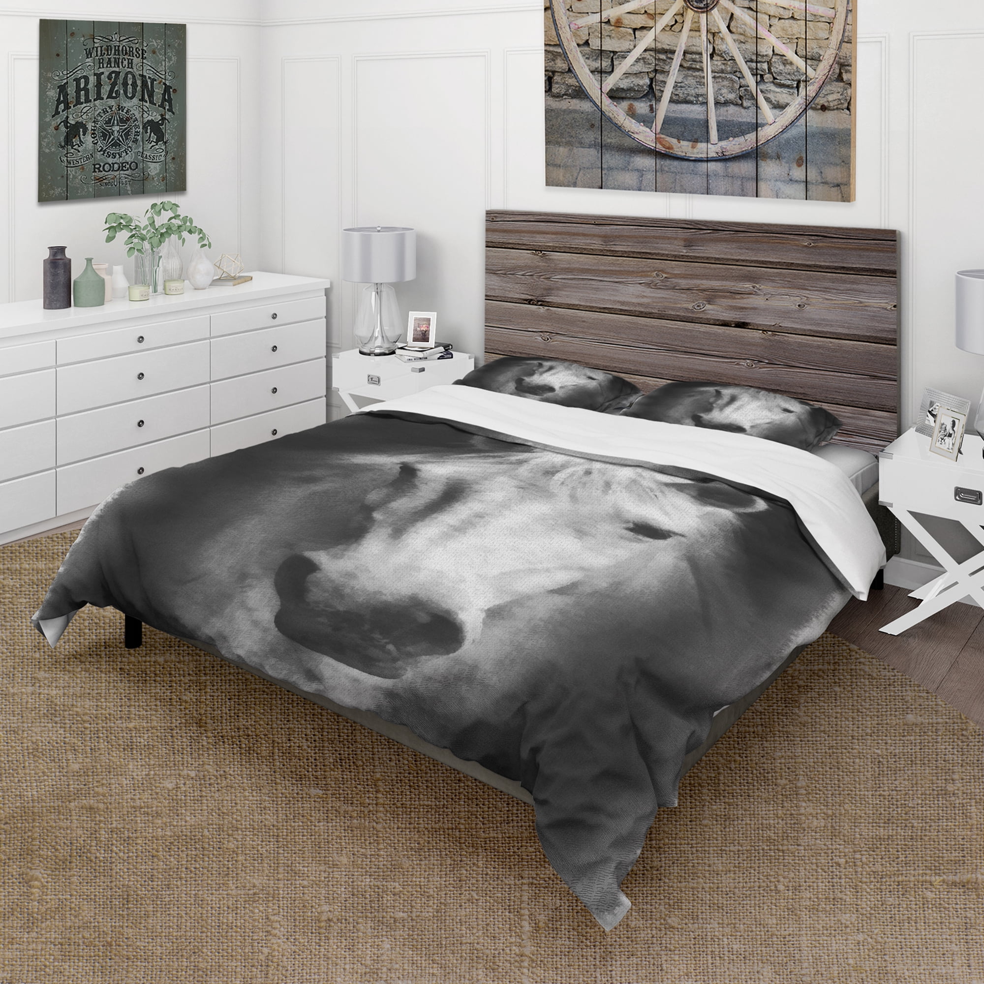 Designart 'Farmhouse Horse I' Farmhouse Duvet Cover Set