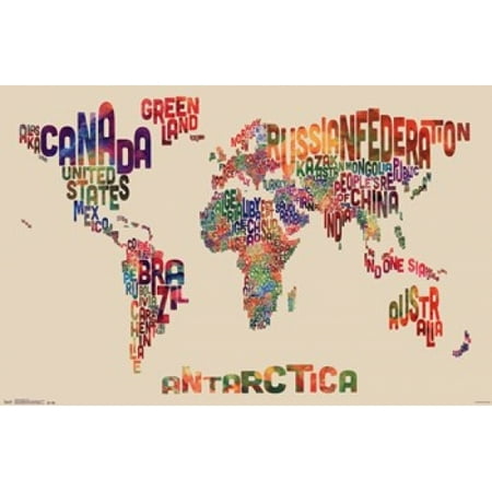 World Map Text Poster Poster Print Walmart