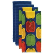 Solid and Print Kitchen Towel, Four Pack, Peppers