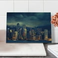 thumbnail image 2 of Cityscape Cutting Board, Hong Kong Cityscape Stormy Weather Dark Cloudy Sky Waterfront Port Dramatic View, Decorative Tempered Glass Cutting and Serving Board, Small Size, Multicolor, by Ambesonne, 2 of 5