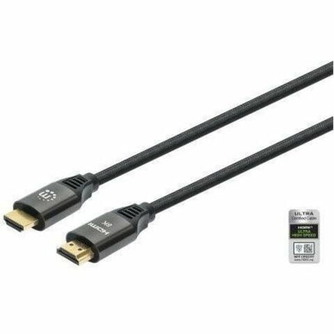 Manhattan 8K Ultra High Speed HDMI Cable with Ethernet â€“ Certified 2.1-3ft - 4k 120hz, 8K 60hz, 48Gbps, Gold Contacts, Braided Cord â€“Lifet
