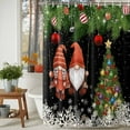 thumbnail image 4 of Black Gnomes Christmas Shower Curtain, Xmas Tree Balls Snowflake Waterproof Fabric Shower Curtains with 12 Hooks, Bathroom Curtain Set for Bathroom Accessories Decor, 66 x 72 Inches, 4 of 9