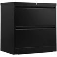 thumbnail image 1 of AOBABO 28" Locking 2 Drawer Metal Filing Cabinet, Fully Assembled, Black, 1 of 9