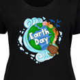thumbnail image 4 of Inktastic Earth Day Turtle Planet with Waves and Birds Women's Plus Size T-Shirt, 4 of 5