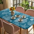 thumbnail image 3 of Blue Coastal Table Cloths for 4 Foot Rectangle Tables, Starfish Coral Summer Beach Ocean Patio Waterproof Elastic Fitted Tablecloths, Washable Rectangular Table Cover for Camping, 3 of 8