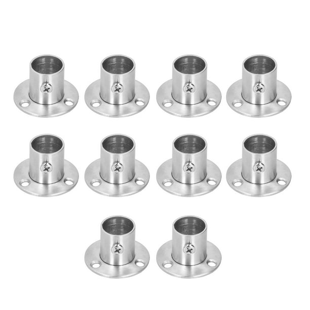 Juego de soportes de tubo para barra de armario de acero inoxidable - Base de soporte con brida (10 juegos)