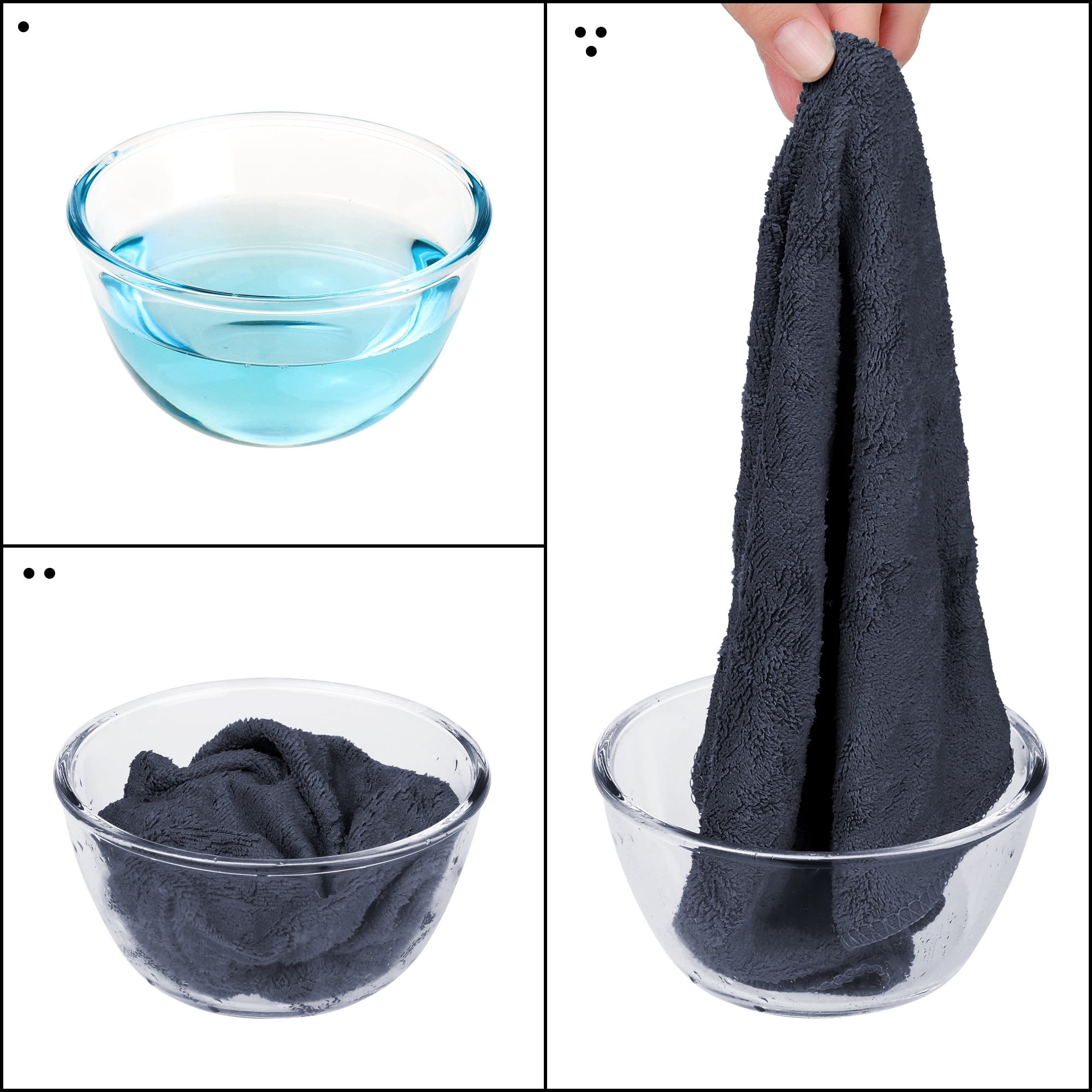 Unique Bargains 12"x12" Microfiber Thick Absorbent Dishwashing Kitchen Towels Grey