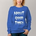 thumbnail image 2 of Women's About Good Time Pattern Crew Neck Pullover Cozy Clothes Autumn Winter, 2 of 11