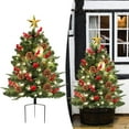 thumbnail image 1 of 1 Pack Arbre de Noël Pré-Éclairé de 16 Pouces, Urne de Noël Artificielle avec 60 Lumières LED, Baies Rouges, Pommes de Pin et Boules, Décoration de Vacances à Piles pour Allée, Jardin, 1 of 8
