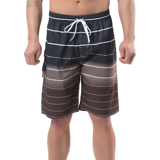 Bañador para hombre, pantalones cortos de secado rápido, pantalones cortos de baño con rayas coloridas Adepaton HMHZ266-17