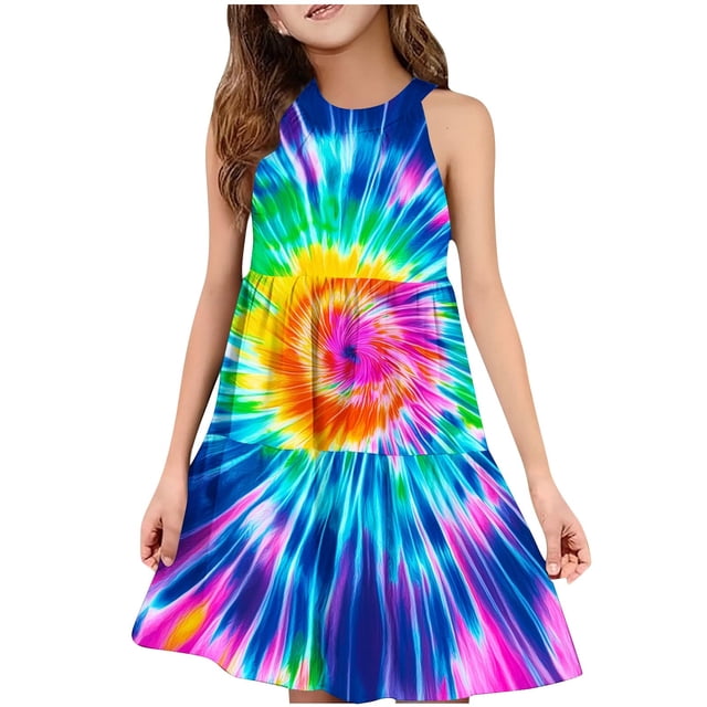 Robes d'Été Décontractées Robe d'Été Décontractée Filles Col Rond Sans Manches Robe Patchwork Robe Ludique Confortable Robe d'Été Décontractée Robes d'Été Mignonnes Robes d'Été Filles Robes d'Été
