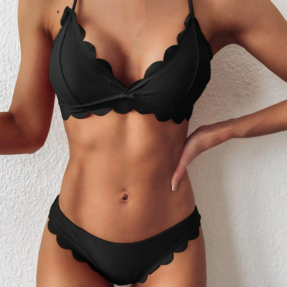 Travelwant Womens High Cut Bikini Sets Halter Cheeky Swimsuit Deep V Neck Sexy Two Piece Bathing Suits
