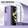 thumbnail image 7 of ELEHOLD For Samsung Galaxy Z Fold 7 Rugged Full Body Case,Premium Lychee Texture PU Leather Cover with Built-in Front Screen Protector Metal Foldable Kickstand Shockproof Phone Case , Purple, 7 of 7