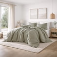thumbnail image 6 of Benjara Edge 4 Piece King Size Duvet Comforter Set- Washed Linen- Sage Green, 6 of 7