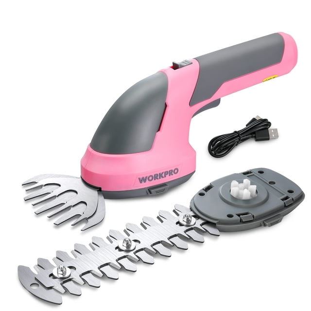 Cortadora de césped y arbustos inalámbrica WORKPRO 7,2 V, rosa
