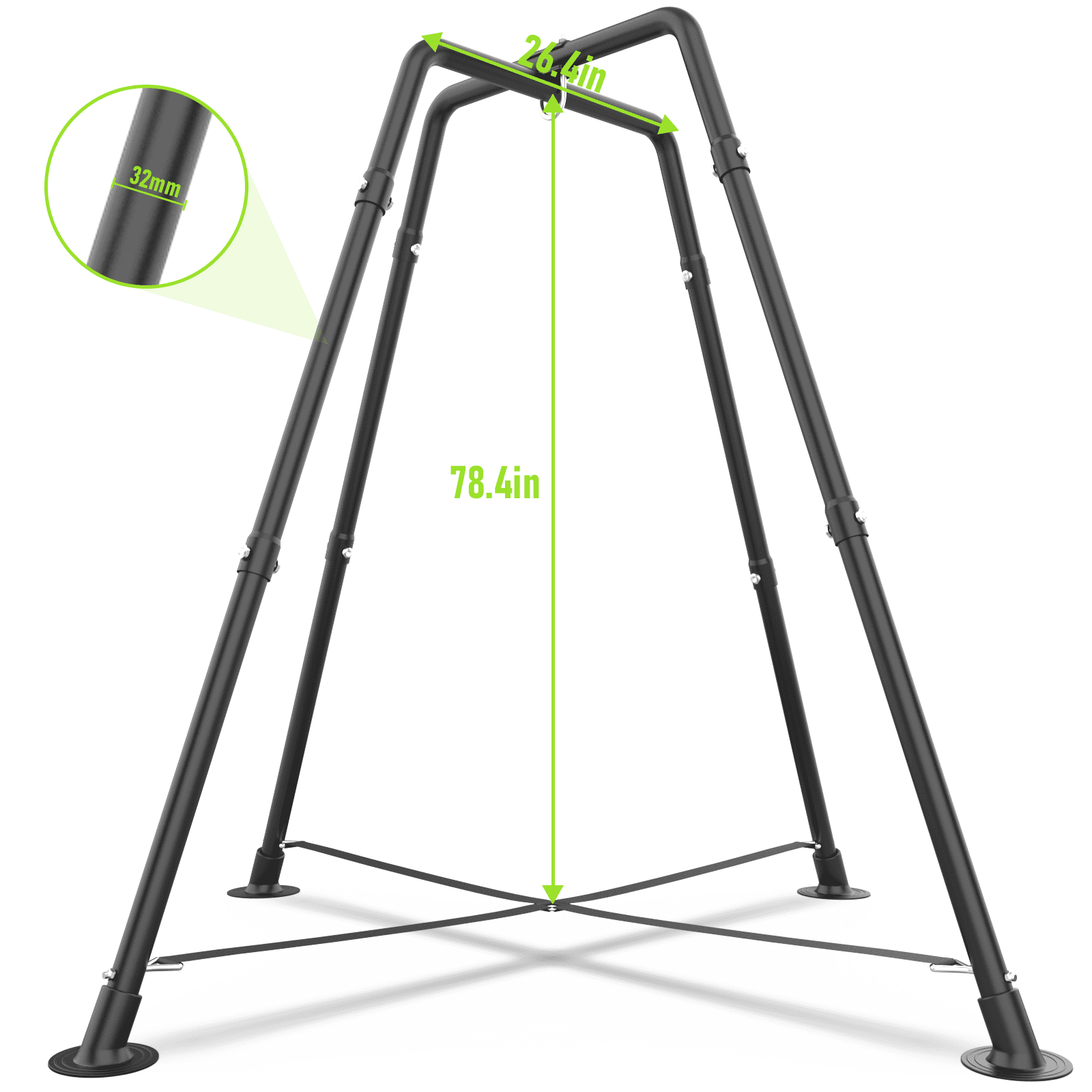 Yacona X-Shaped Swing Set, Sensory Swing with Stand, 330lbs Swing Stand Frame with Play Tent, Hammock Chair for Kids and Adults, Green
