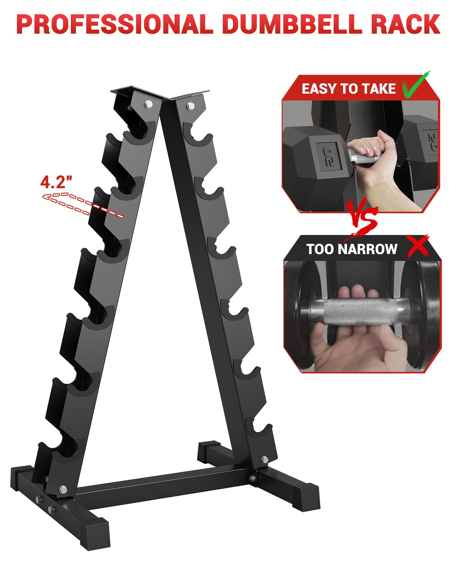 GARVEE 6 Tier Dumbbell Rack Stand Only,Heavy Duty Steel Weight Rack for Home Gym,800Lbs Weight Capacity