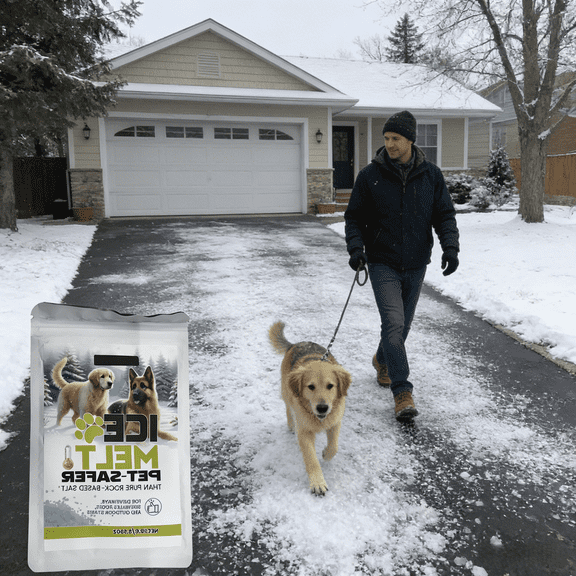Dog & Pet Friendly Ice Melt – Gentle on Paws, Safe for Concrete Driveways & Sidewalks, 115g Premium Snow Melting Salt, Effective, Non-Corrosive, Non-Tracking Formula for Home Use