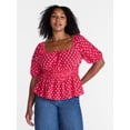thumbnail image 2 of Time and Tru Women's Puff Sleeve Square Neck Top, Sizes XS-XXXL, 2 of 6
