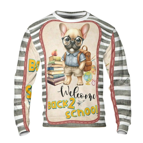 Welcome French Bulldog Back to School Vintage Retro All Over Print 3D Sweatshirt Unisex Merch Dog Lover Gifts - 02012