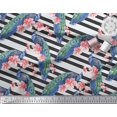 thumbnail image 2 of Soimoi Poly Georgette Fabric Stripe,Floral & Peacock Bird Printed Craft Fabric by The Yard 42 Inch Wide, 2 of 3