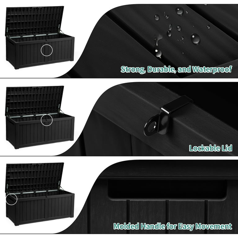 Yitahome 120 Gallon Resin Deck Box Large Outdoor Waterproof