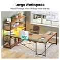 thumbnail image 5 of 63" Reversible U Shaped Computer Desk with 5-tier Bookshelf,Home Office Desk with LED Lights, 5 of 7