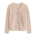 thumbnail image 5 of Kureaily Round Neck Colorful Button Knitted Cardigan Sweater Open Front Long Sleeve Casual Outwear Cozy Lightweight Pullover Top For Daily Wear Button Down Cardigan, 5 of 5