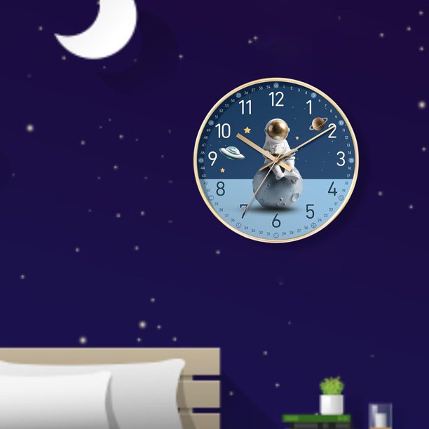 creativo Reloj de pared Estilo de viaje Reloj redondo analógico sin tictac 8 pulgadas para la habitación de los niños, oficina, , Lectura de Fernando Reloj de pared