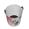 thumbnail image 5 of DouZhe Waterproof Collapsible Large Laundry Baskets, Vintage Pink Roses Butterflie Prints Circular Hamper with Handles, 5 of 7