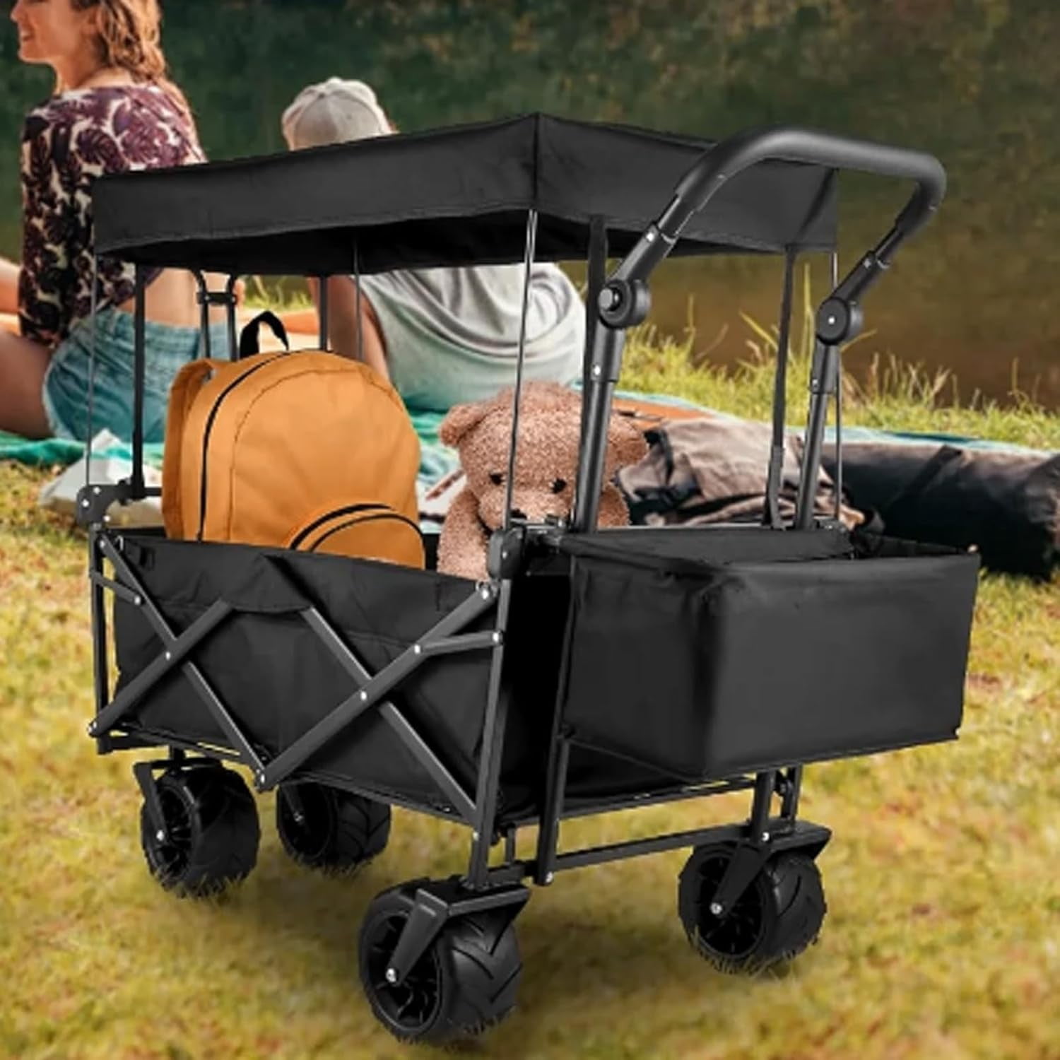 Handcart Rear Bag, Storage Bag for Beach Trolley, Foldable for Universal Wagon Basket, Trolley Accessories Removable
