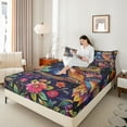 thumbnail image 4 of Feelyou Bohemian Owl Child Bed Sheets, Vintage Jungle Flower King Sheets, 4-Piece, 4 of 7