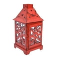thumbnail image 4 of Holiday Time Metal & Glass Lantern, Christmas Decor, Snowflake Design, Red Finish, 10 inch, 4 of 5