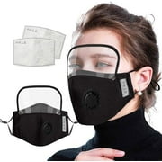 Face Cover Masks Reusable Face Protection with Filter Detachable Eye Shield-Black