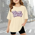 thumbnail image 2 of Girls Graphic Tee Shirts Trendy Casual Short Sleeve Tops Girls Shirts Size 8 Printed Crewneck Loose Fit Basic Cotton Shirts Size 7-8 Years,2-Beige, 2 of 4